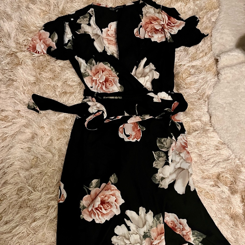 Dynamite Floral Wrap Dress